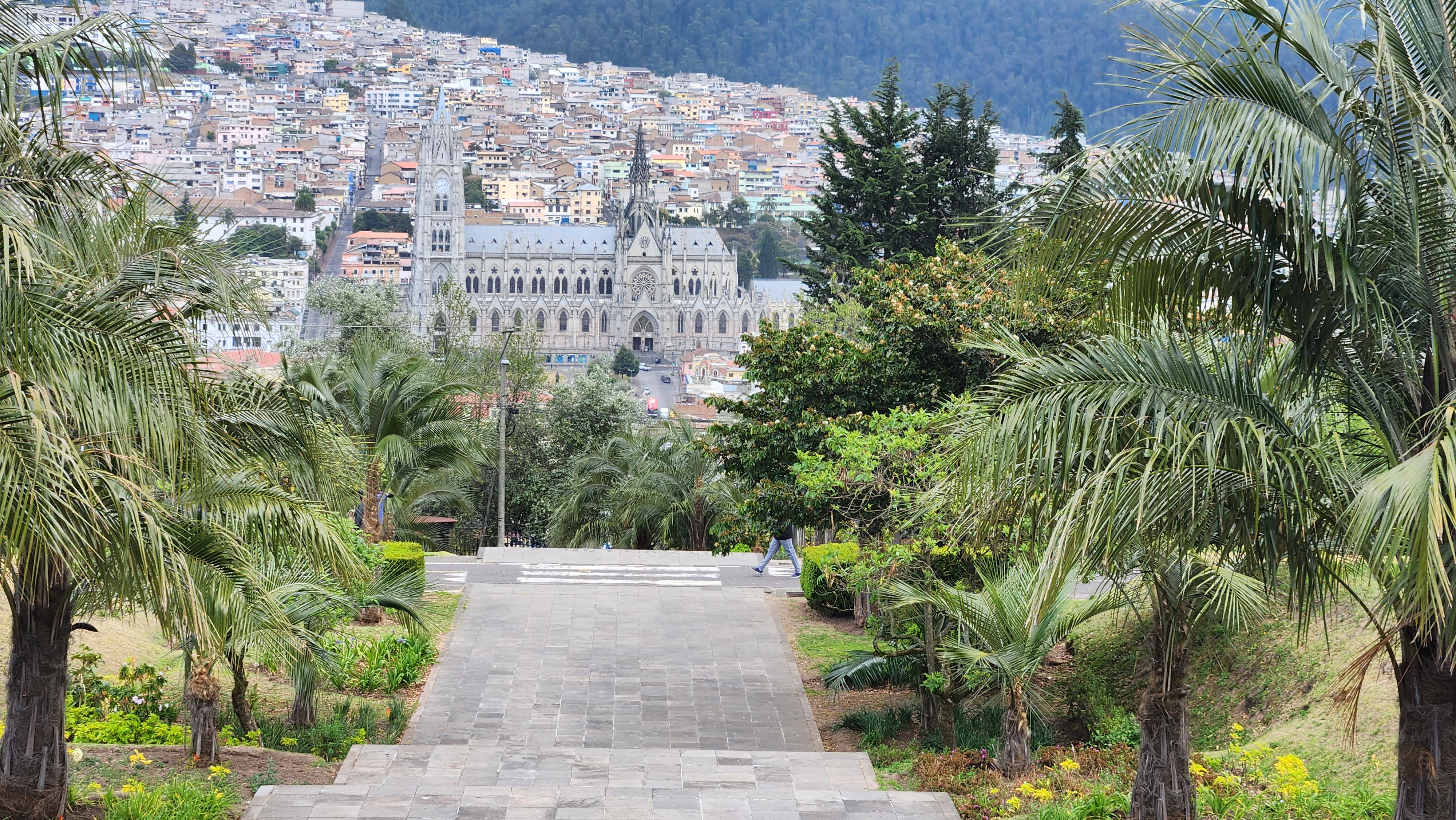 View across Quito toward the Basilica of the National Vow