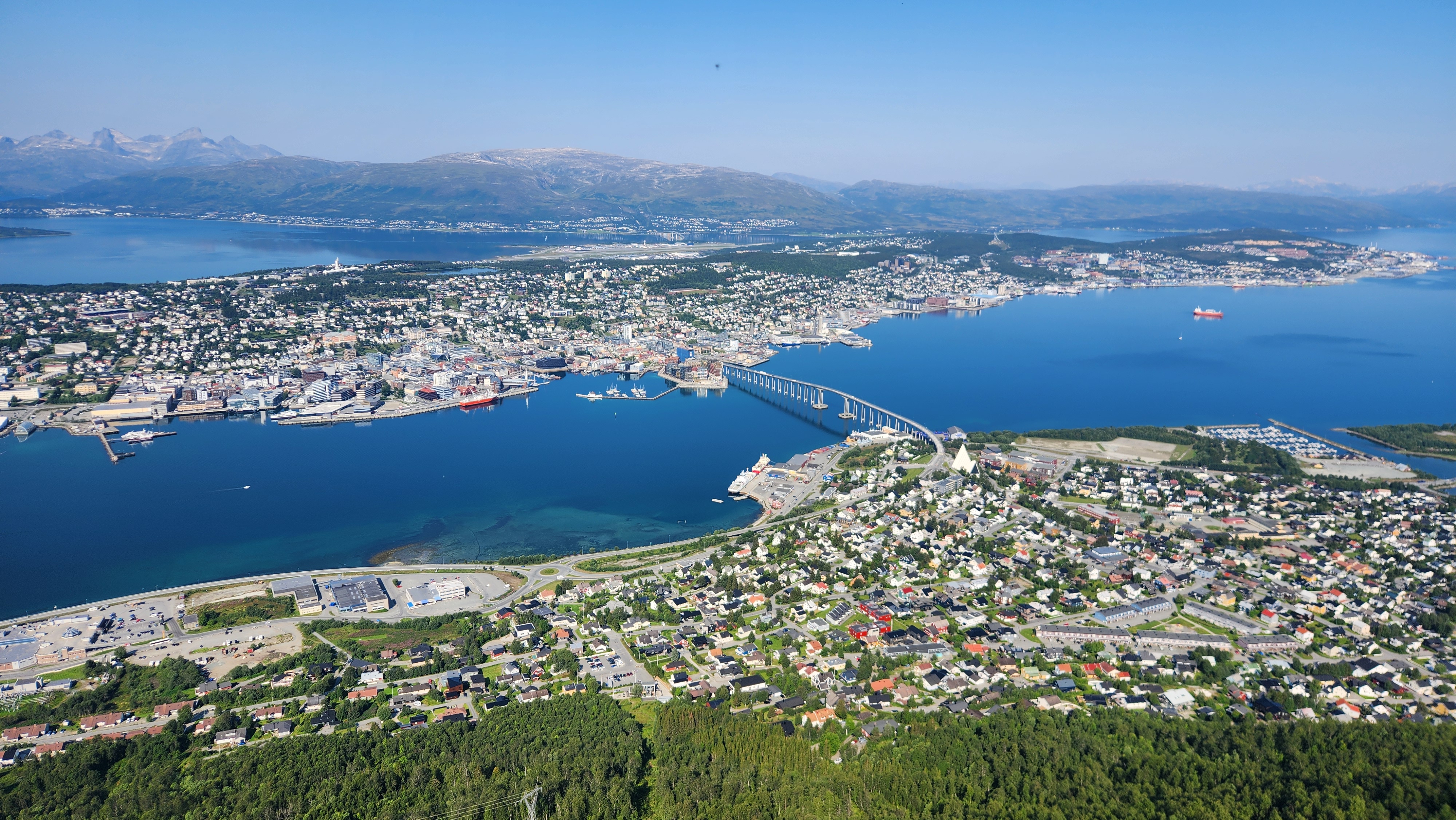 Northern Norway city surrounded by mountains and Arctic waterways