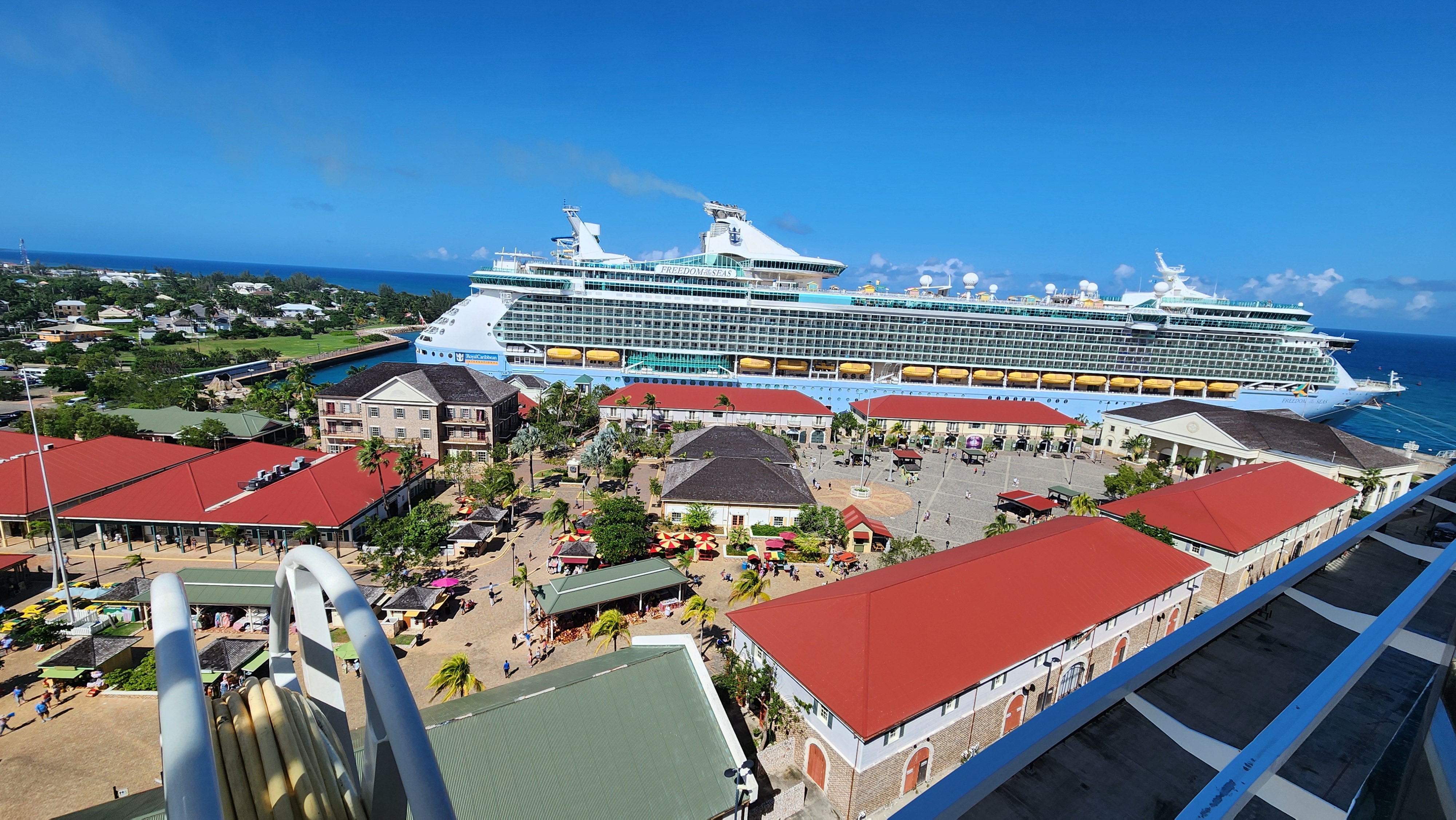 Royal Caribbean ship in a tropical Caribbean port