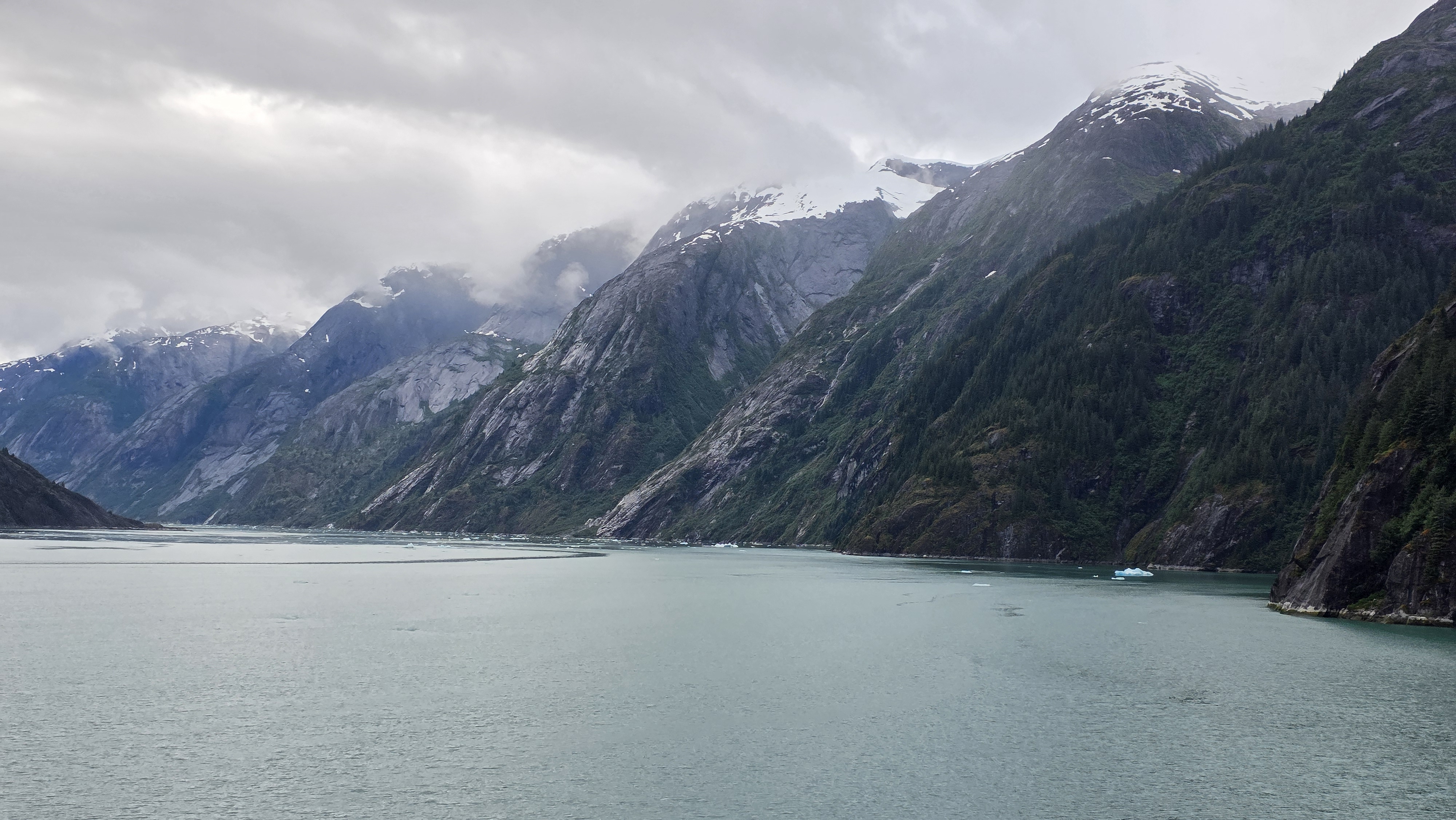 Dramatic Alaska fjord surrounded by mountains