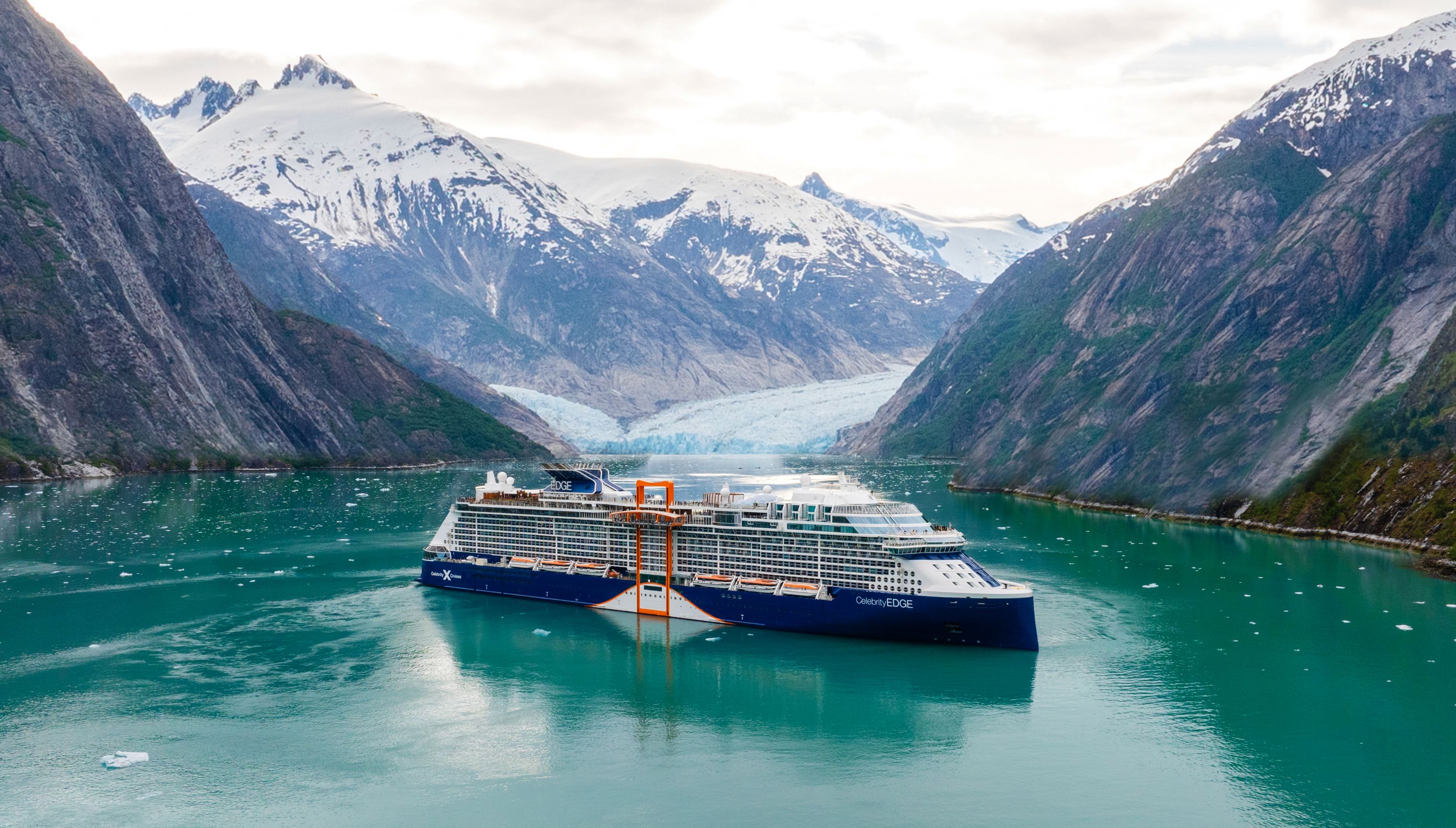 Celebrity Edge near Dawes Glacier in Alaska