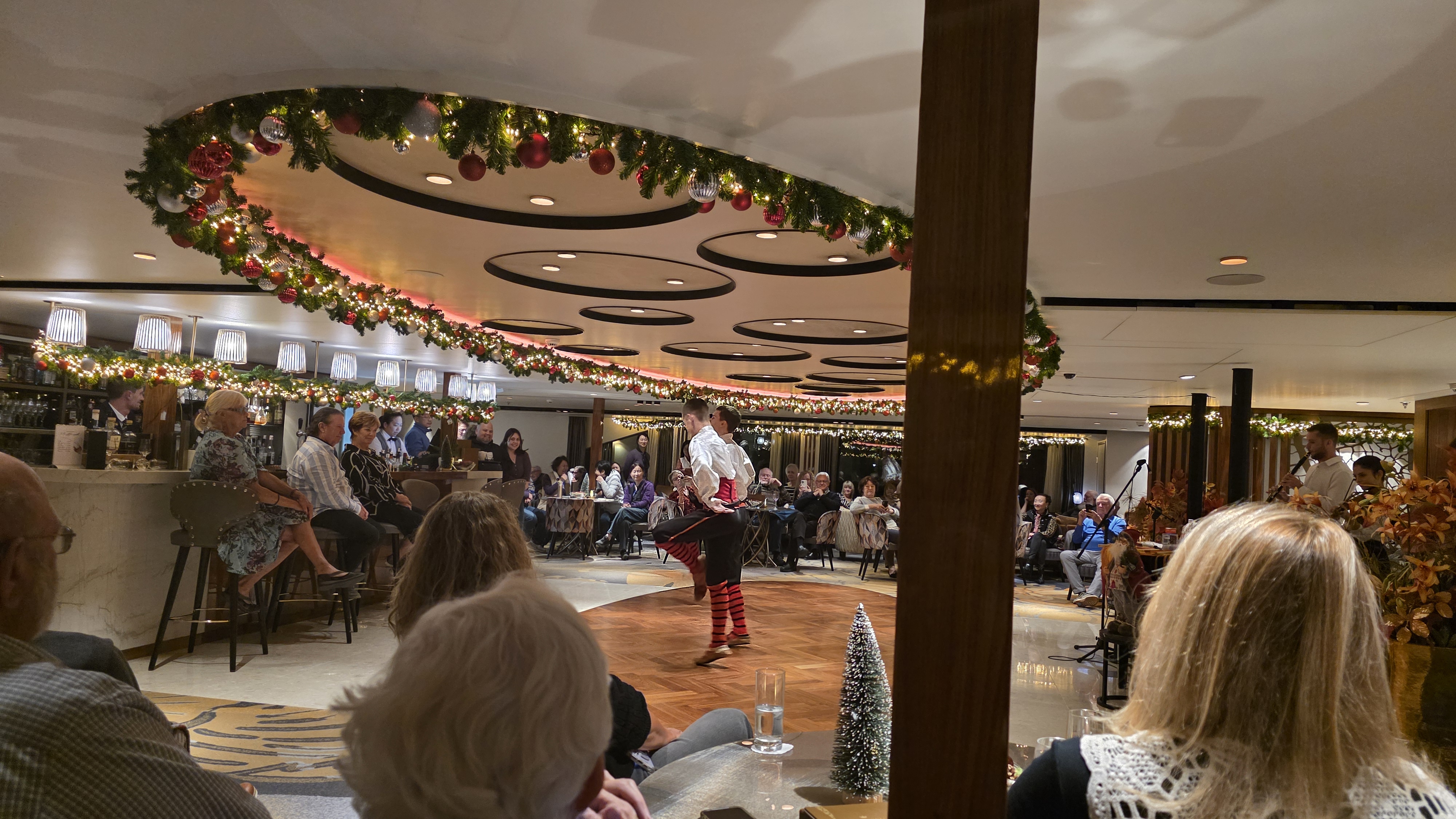 River cruise guests gathered together for an onboard group event on the Danube.