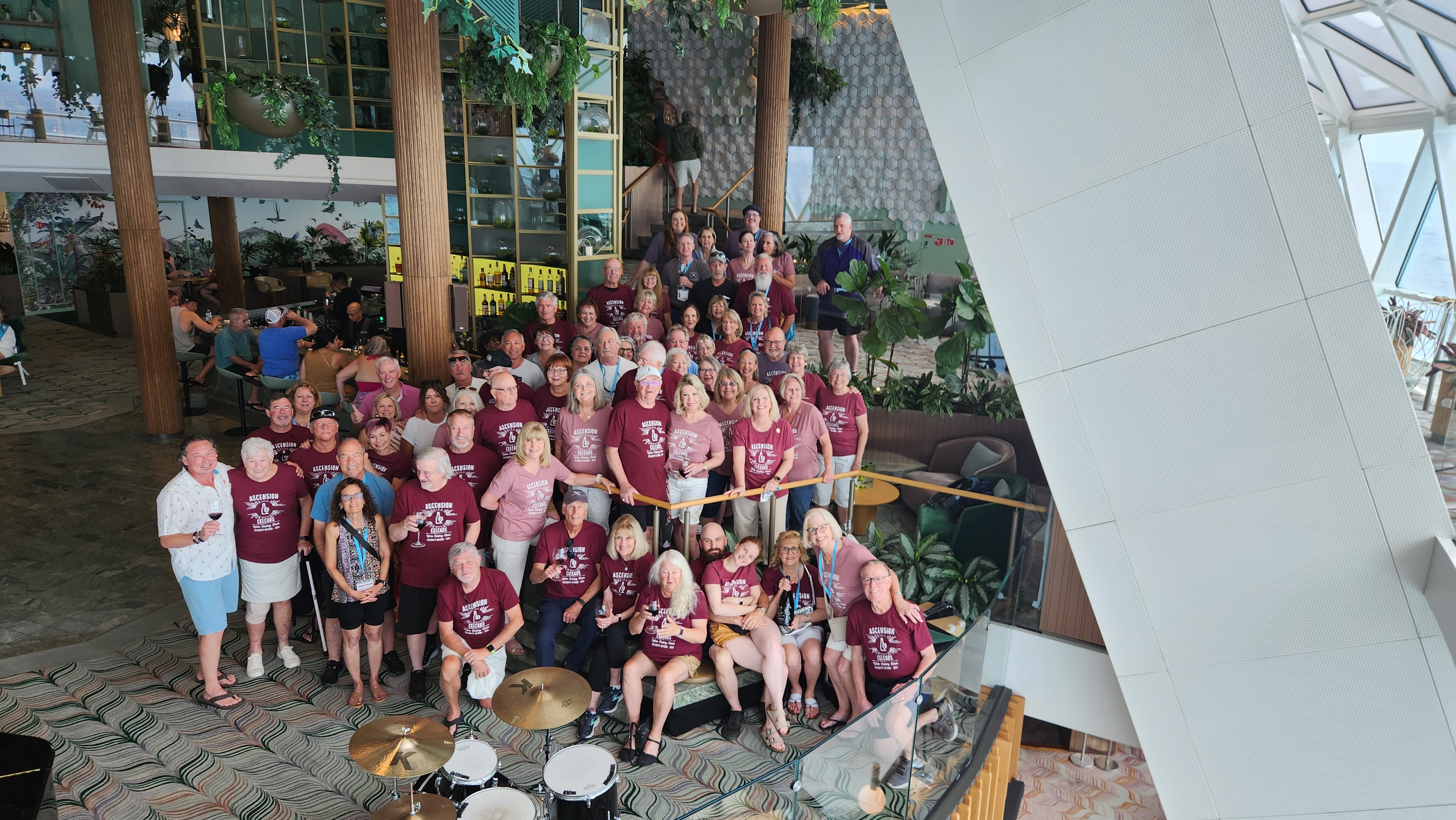 Hosted cruise group gathered together during an Ascension Cellars sailing.